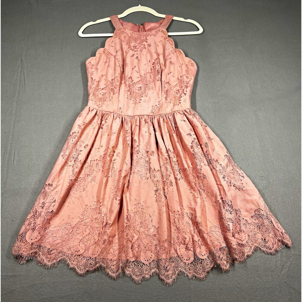 Altar'd State Pink Floral Lace Halter A-Line Lined Knee Dress Size S